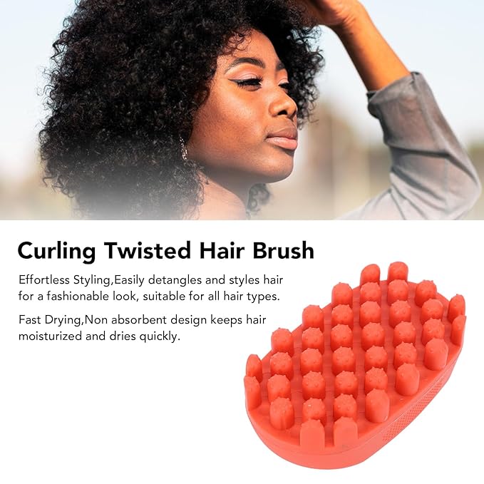 Curling Twisted Hair Brush Styling Brush, Afro Braid Dreadlocks Comb for Men and Women, Styling Brushs for Curly Hair (Red)