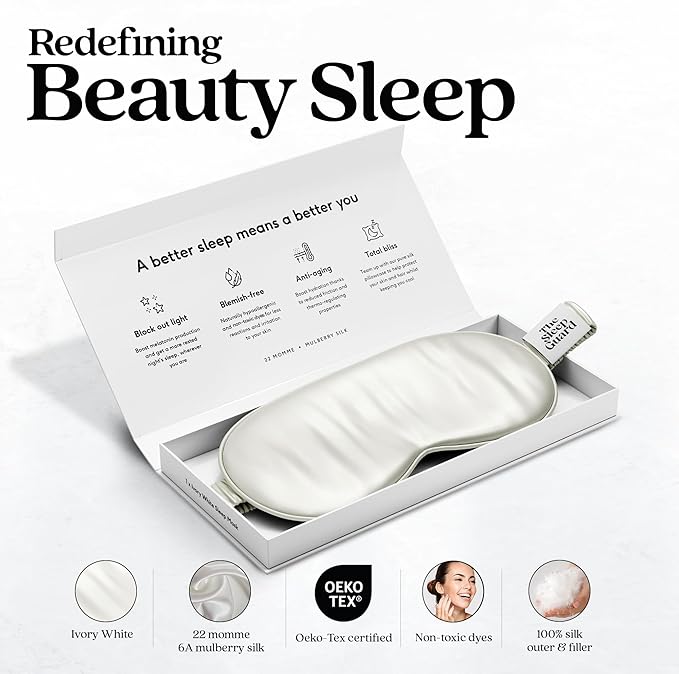 Pure Silk Sleep Mask Light Blocking Travel Essentials. Eye Masks - Image 2