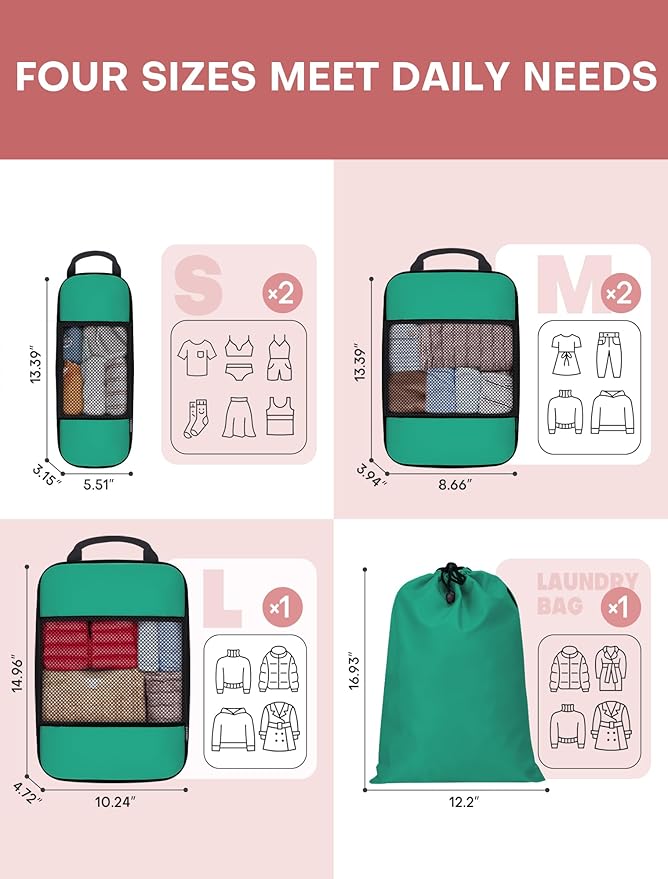 6 PCS Set Compression Packing Cubes - Image 2