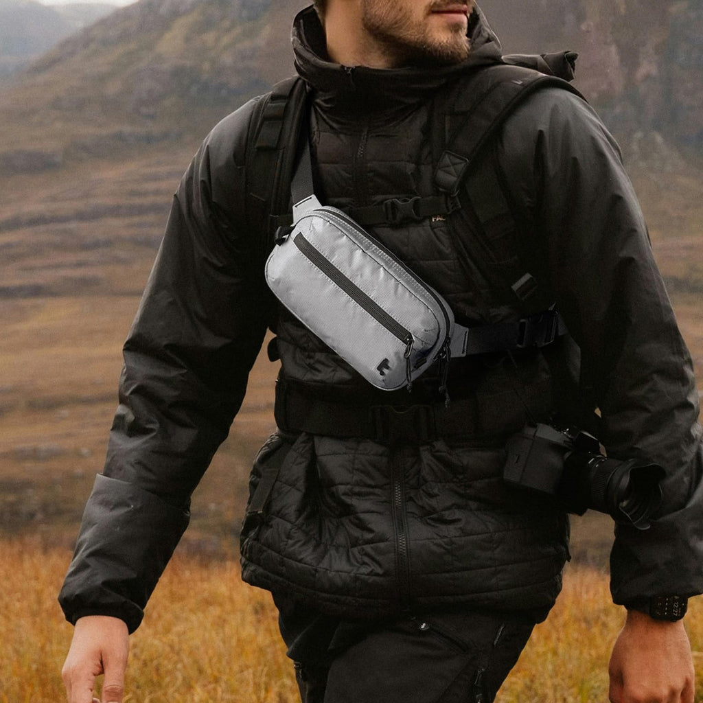 3.5L Sling Bag with RFID Blocking Crossbody Chest Pack for Men Women (Light Gray / 3.5L)