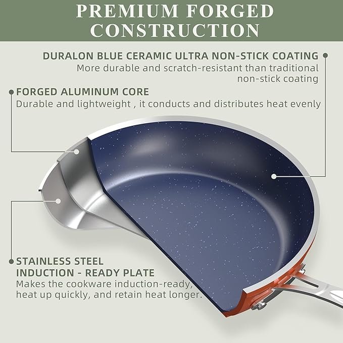 Nuwave Healthy Duralon Blue Ceramic Nonstick Coated 7pc Cookware Set, - Image 3