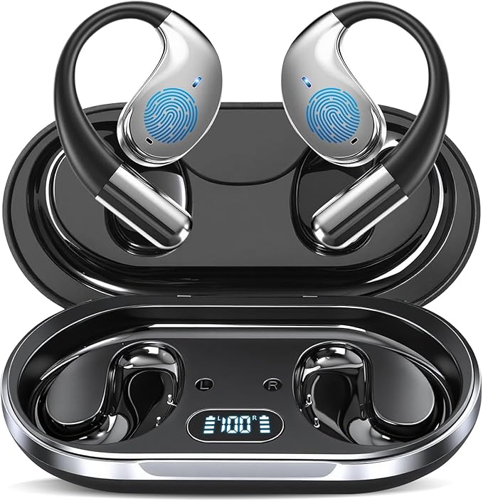 Ultra Ergonomic Open Ear Earbuds, Bone Conduction Over The Bluetooth Headphones by BUABMEQ