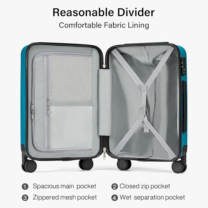 Hanke 26 Inch Checked Luggage Medium Hard Shell Suitcases - Image 6