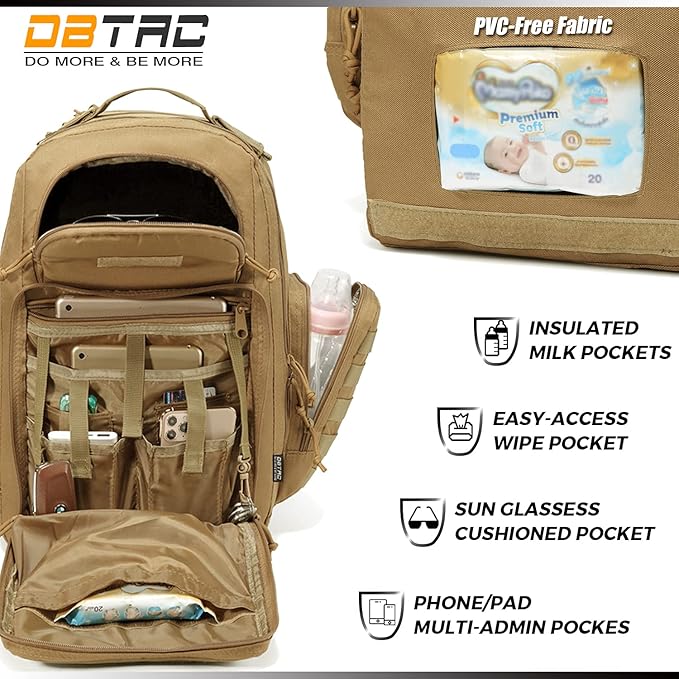 Diaper Bag Backpack for Dad, DBTAC Large Baby Nappy Bag for Men w/Changing Mat - Image 5