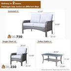 HOOOWOOO Patio Furniture Set, 4 Pieces Outdoor Conversation Set, All Weather - Image 6
