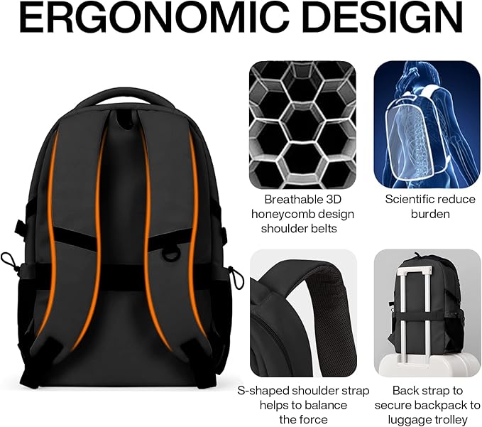 mixi Travel Laptop Backpack, Lightweight Durable School Bookbag Men Woman 15.6" - Image 5