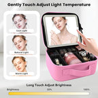 Travel Makeup Bag with LED Mirror and Light Travel Makeup Case Cosmetic - Image 2