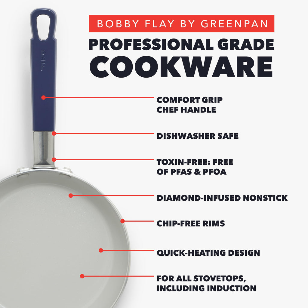X Bobby Flay 16 Piece Ceramic Nonstick Cookware Set (16 Piece Cookware Set / Navy Blue)