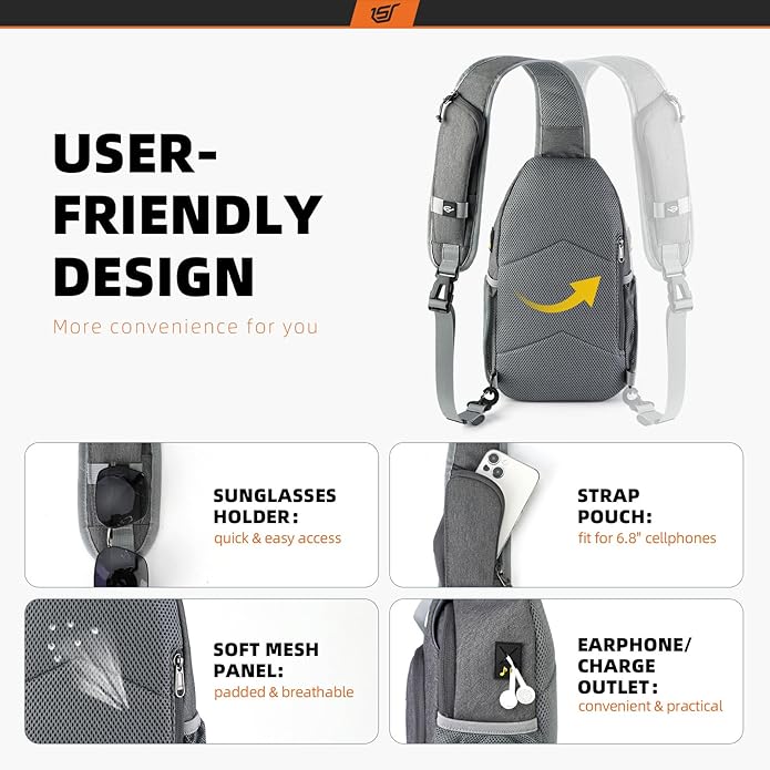 SKYSPER Sling Bag RFID Crossbody Sling Backpack Cross Body Shoulder Bag Travel - Image 4