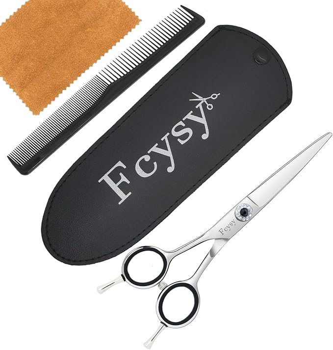 Left Handed Hair Cutting Scissors, Fcysy Professional 6 In Lefty Barber Shears, Left Hand Salon Haircut Trimming Scissors for Barbers, Stylists & Home Use