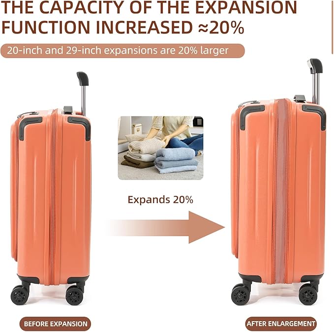 Carry On Luggage, 20Inch & 29 Inch Top Opening Airline Approved ABS+PC Hard - Image 4