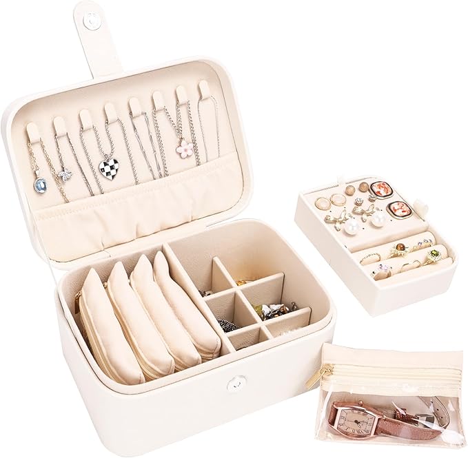 2 Layer Portable Jewelry Box, Large Jewelry Travel Case by Unknown
