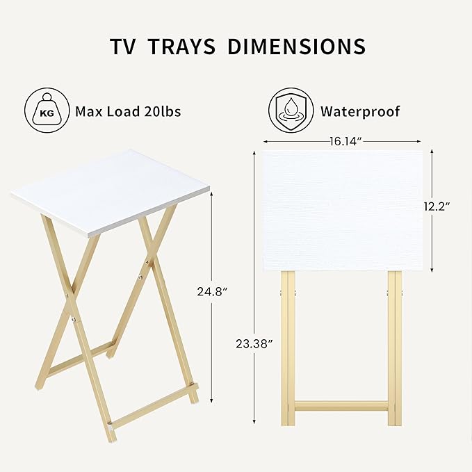 Foldable TV Trays, Small Folding Table, TV Trays Set of 2, TV Dinner Tray - Image 3