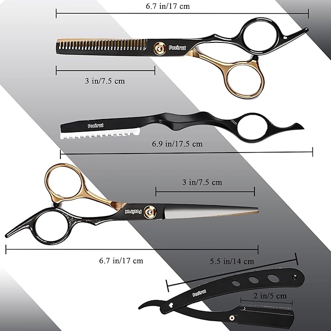 Professional Hair Scissors Thinning Shears Kit, Fozirut Barber Shears Haircutting Scissors Set, Tijeras De Peluqueria Profesional Salon Barber Supplies