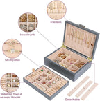 Small Jewelry Organizer for Women, 2-Layer Travel Jewelry Box - Image 5