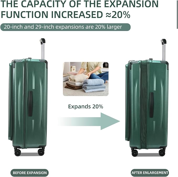 Carry On Luggage, 20Inch & 29 Inch Top Opening Airline Approved ABS+PC Hard - Image 4