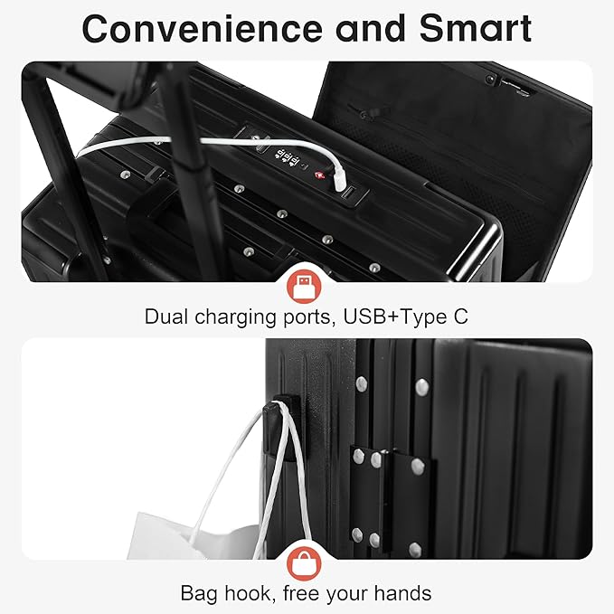 24 Inch Check-In Luggage Aluminum Frame Zipperless Luggage, Hard Shell Suitcase - Image 6