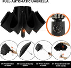 Compact Inverted Travel Umbrella, Automatic Open Close, 9-Rib 46 Inch Windproof - Image 5