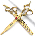 5.5/6 /7 Inch Purple Dragon Knight Professional Japanese Hair Scissors Barber Scissors Set (7 inch 2pc-C)
