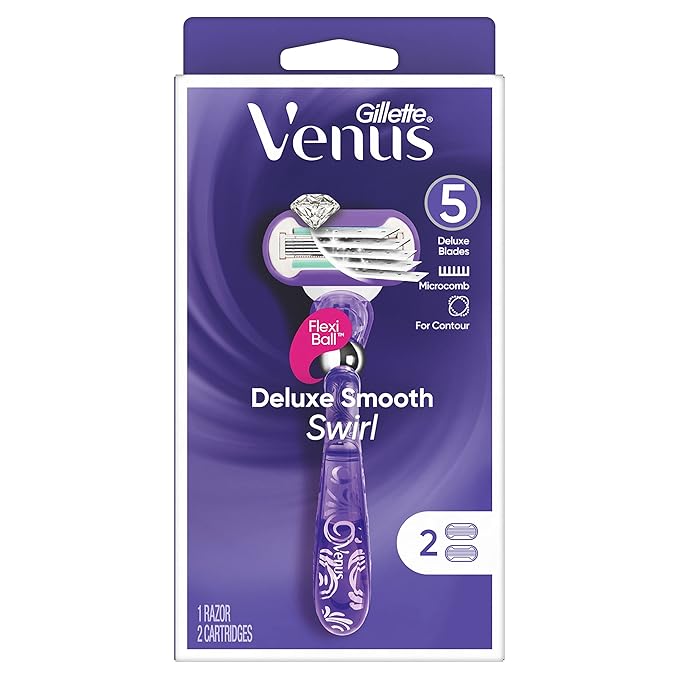 Gillette Venus Deluxe Smooth Swirl Women's Razor Handle + 2 Blade Refills - Image 2