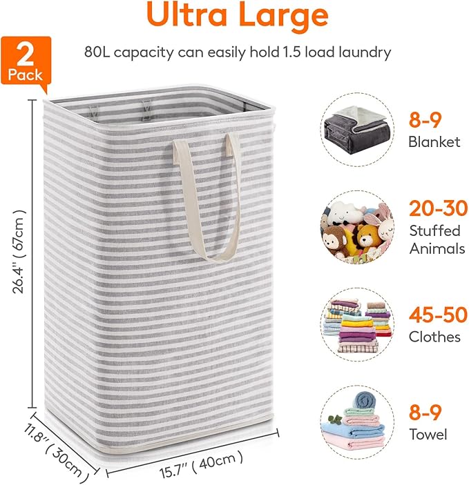 Lifewit 2 Pack Laundry Hamper Large Collapsible Laundry Baskets, Freestanding - Image 4