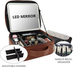 Travel Makeup Bag with LED Mirror Travel Makeup Organizer with 3 Lighted - Image 8