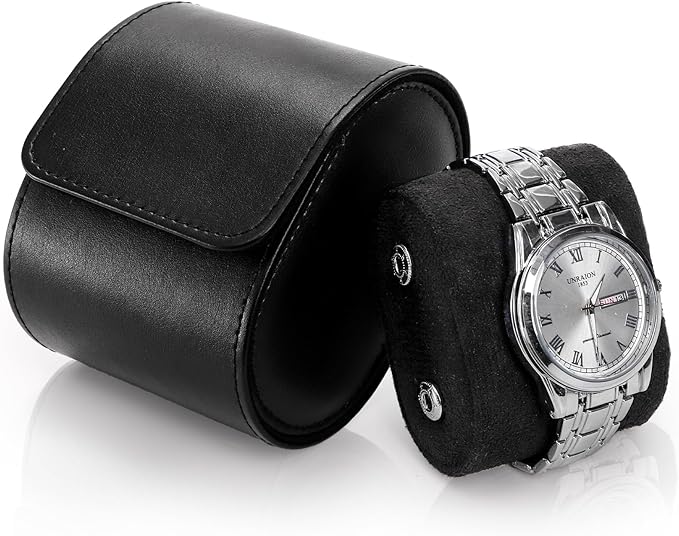 Leather Travel Watch Case, Single Watch Gift Box by Covzoe