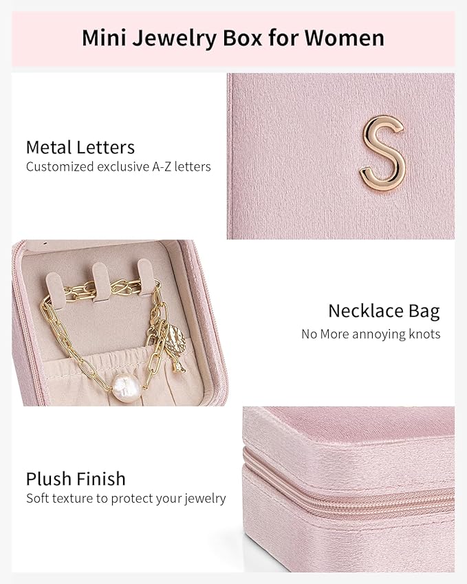 Vlando First Mothers day Gifts for New Mom, M Initial Travel Jewelry Case - Image 3