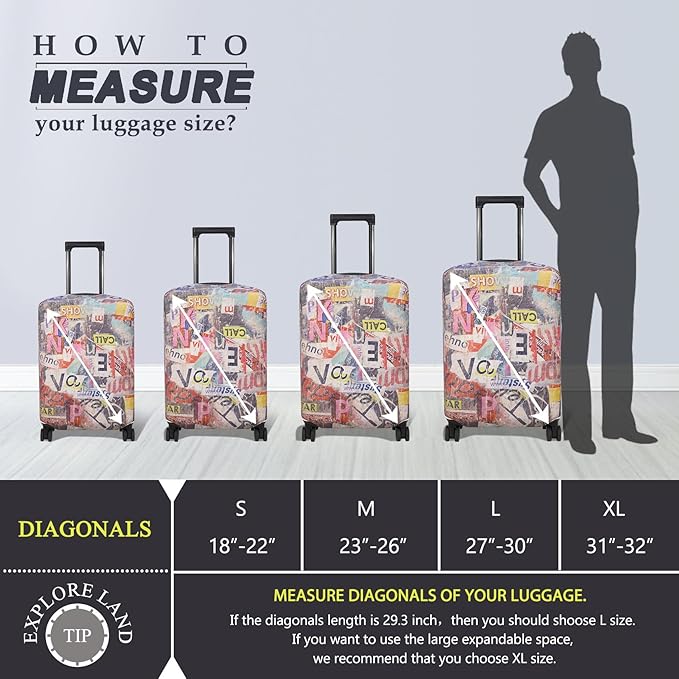 Explore Land Travel Luggage Cover Suitcase Protector Fits 23-26 Inch Case - Image 5
