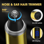 4-in-1 Hair Clippers for Men, Professional Cordless Barber Hair Cutting Kit, T-Blade Trimmer, Electric Foil Shaver, Nose Hair Trimmer, LCD Display, Grooming Gift Set (Gold)