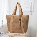 Straw Beach Bags for Women Woven Beach Tote Bag Casual Boho Large Shoulder - Image 4