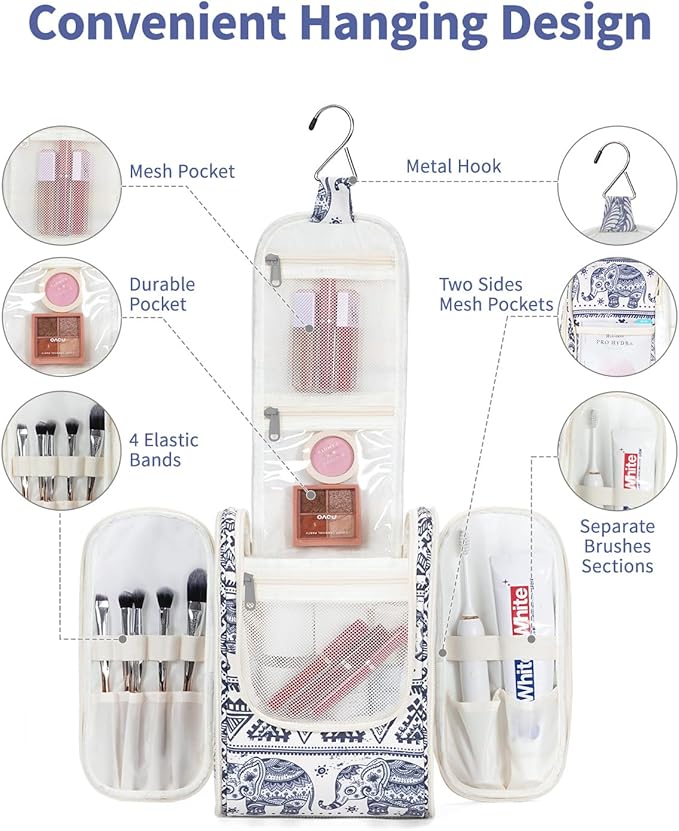 Narwey Small Hanging Toiletry Bag Women Travel Makeup Bag Organizer Toiletries - Image 2