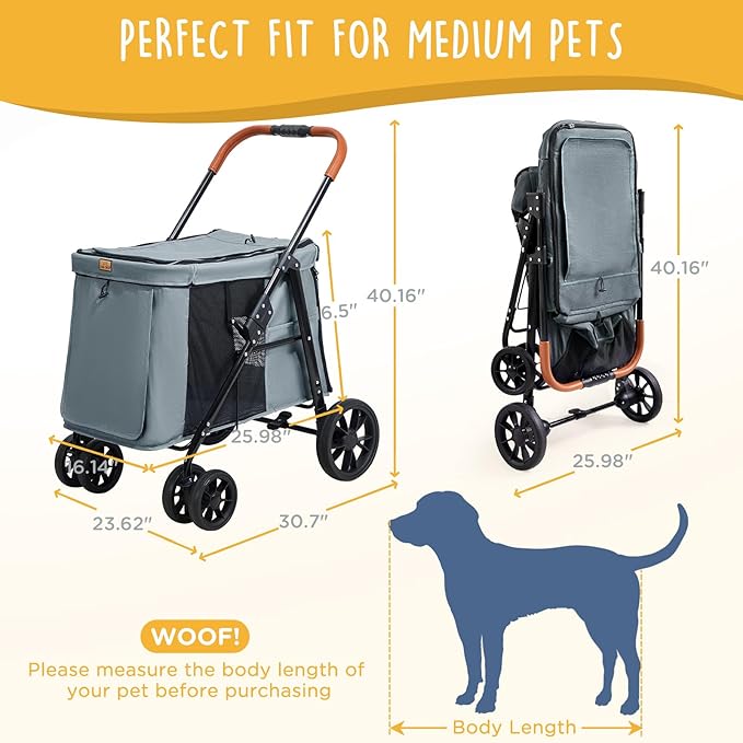 Scout Pet Stroller, 4-Wheel Design - Image 7