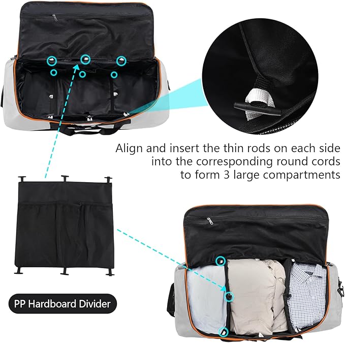 110L Expandable to 140L 32” Foldable Oxford Soft-Sided Rolling Duffle Bag - Image 8