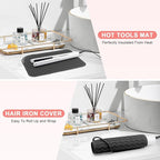 Flat Iron Heat Resistant Silicone Mat for Curling Iron, Hair Straightener Heat Pad, Curling Iron Sleeve, Travel Case Heat Resistant and Other Hair Styling Tools, for Counter, 9 x 6.5 in, Black