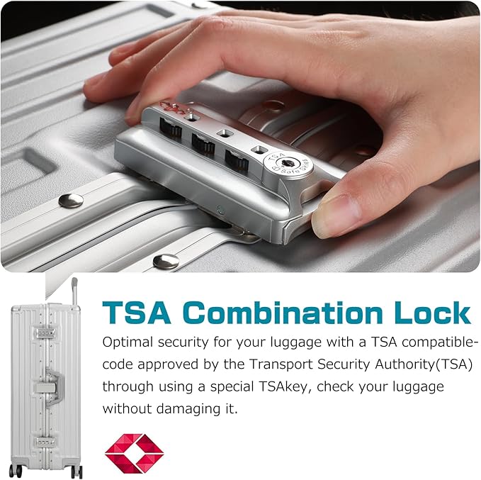 AnyZip Luggage Aluminium Frame Suitcase Hard Shell TSA Lock No Zipper 28In - Image 5