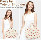 Corduroy Lunch Box Lunch Bag for Women Adults Men, Cute Strawberry Insulated - Image 7
