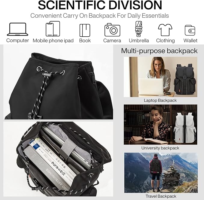 mixi Travel Laptop Backpack for Women & Men Carry On Backpack fits 16'' Laptop - Image 2