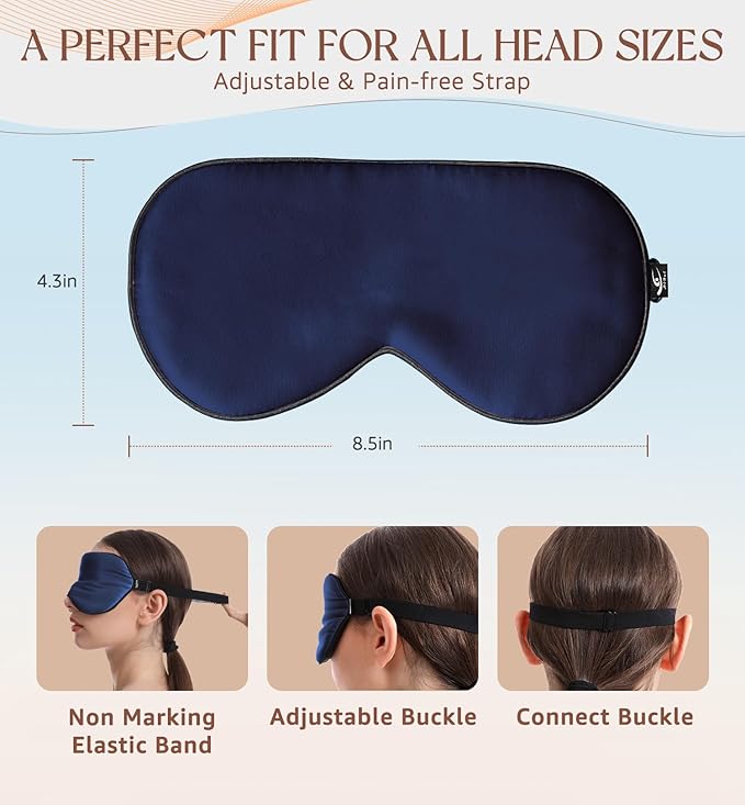 HiRui Silk Sleep Mask, 100% Natural Mulberry Silk of Double-Sided & - Image 5