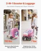 VEVOR Ride-on Luggage, 20 L Capacity, 20 Inches Kids Scooter Suitcase - Image 4