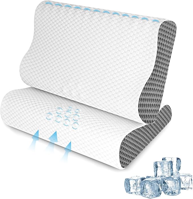 2 Pack Memory Foam Cooling Bed Pillows by SUFOR