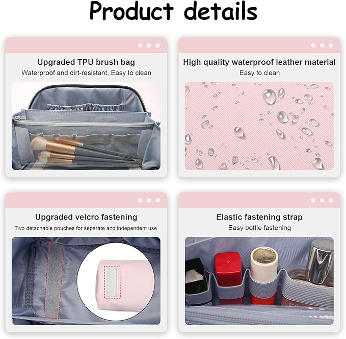 BOYATU Travel Makeup Bag Organizer Cosmetic Bag: 3 Pcs Set Make up Bags - Image 4