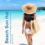 DRESHOW Beach Hats for Women Big Straw Wide Brim Summer Hat Floppy Foldable - Image 3