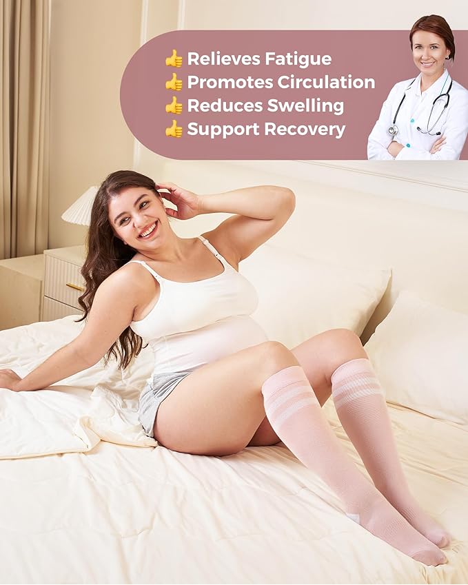 Momcozy Compression Socks for Women Wide Calf, 15-20mmHg Knee High Support - Image 5