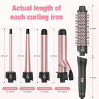 ANIEKIN 5 in 1 Curling Iron Set, Fast Heat Up Curling Wand from 3/8 to 1 1/4 Inch and a Thermal Brush Come with, Dual Voltage Hair Curler for Women All Hair Types and Travel Use, Gifts for Women