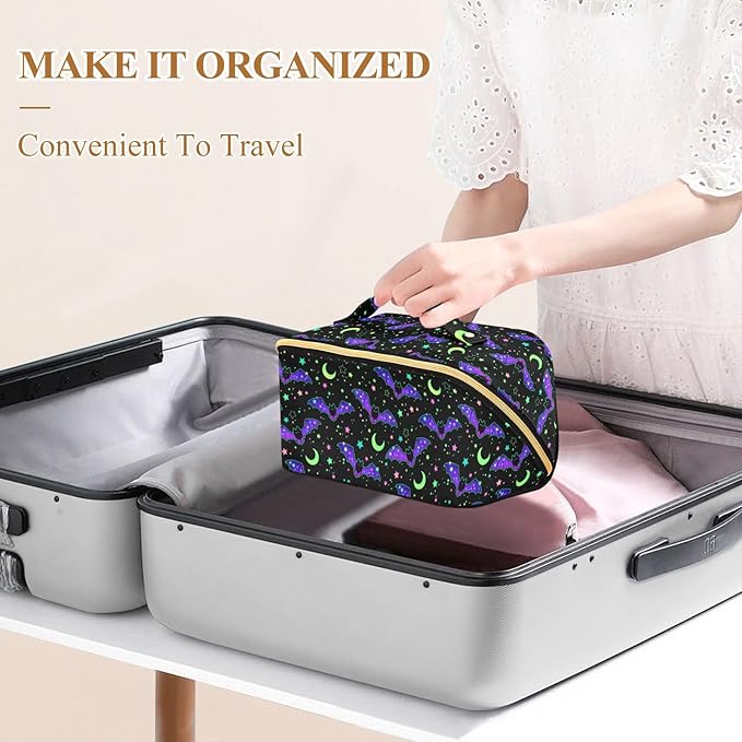 Makeup Organizer Bag, Magic Galaxy Bat Travel Makeup Bags Makeup Vanity Case Large Capacity Rhombus Cosmetic Toiletry Bag for Girl Women Ladies