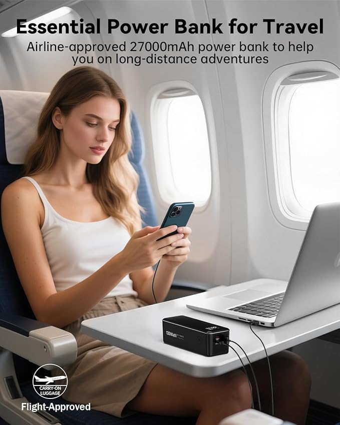 27000mah Power Bank, High Capacity 3-Port Laptop Portable Charger, 120 W Fast - Image 4