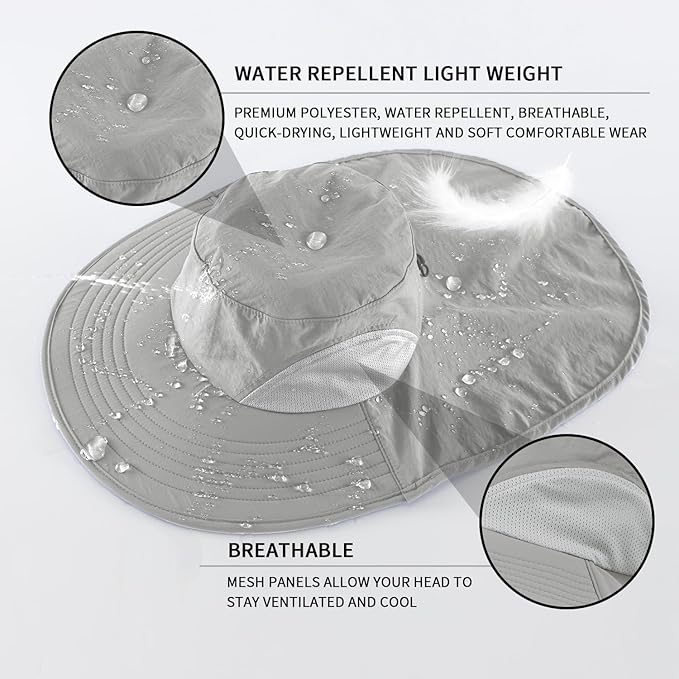 Home Prefer Outdoor UPF50+ Sun Hat Wide Brim Mesh Fishing Hat - Image 3
