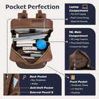 Leather Backpack for Men 15.6" Laptop Backpack 100% Madagascar top-Grain - Image 3