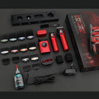 VGR 3 in 1 Professional Barber Clippers Set of Hair Clipper Trimmer Foil Shaver, Cordless Haircut Kit with Upgraded Powerful Motor, Integrated Charging Station, LED Display, Storage Box, Red